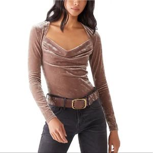 NWT Free People Perfect Date Brown Cowl Neck Top S